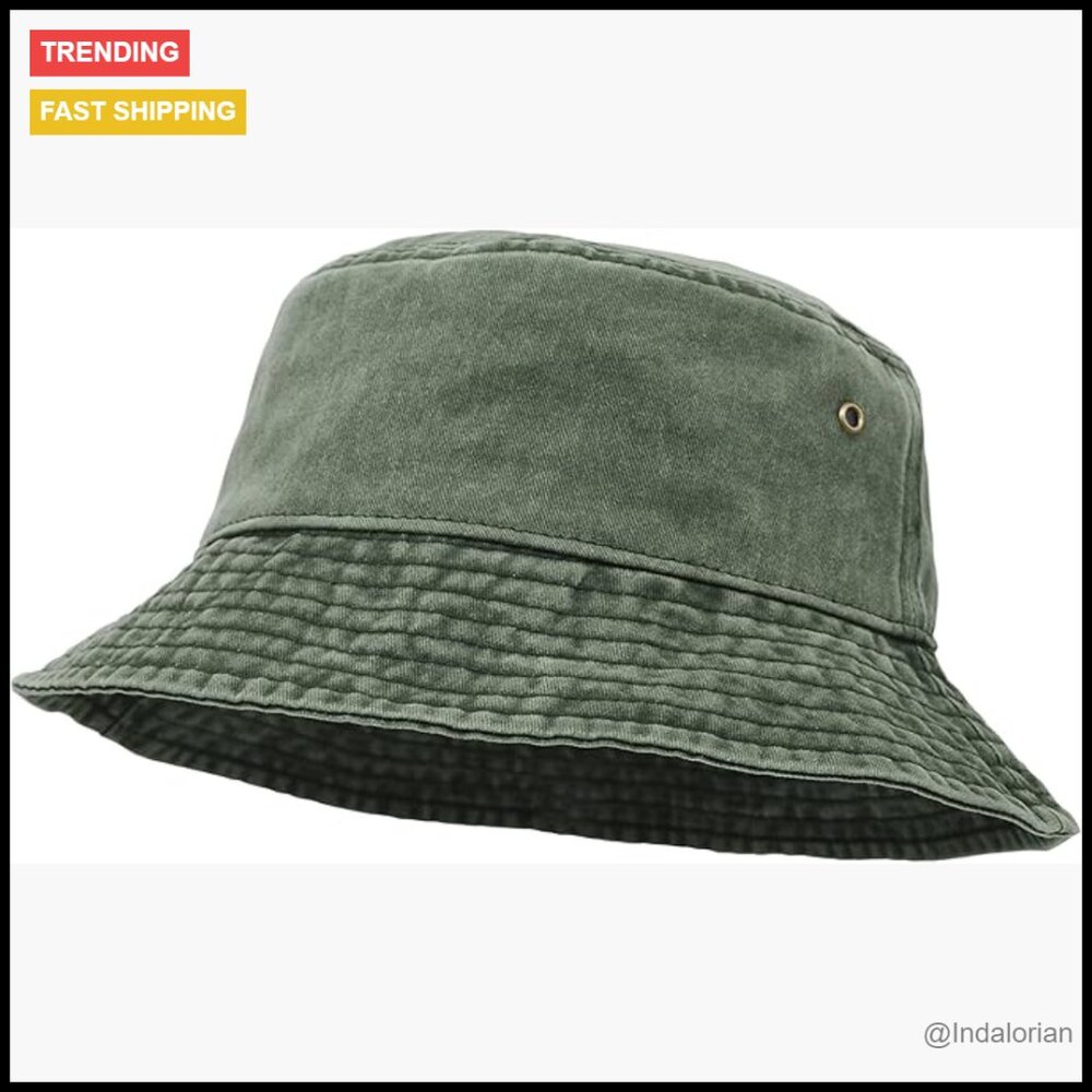 Wide Brim Bucket Hat Washed Denim Cotton Sun Hat Outdoor Sports Cap